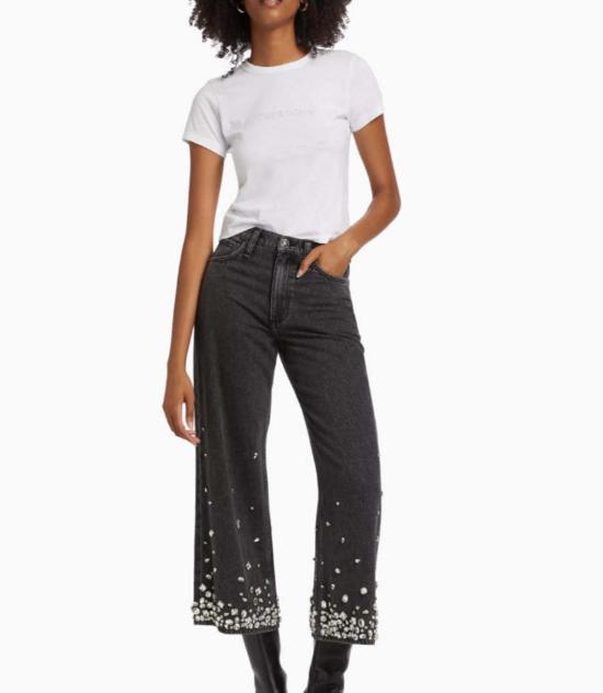 랙앤본 반팔 티셔츠 Rag & Bone 로고 스터드 티셔츠 화이트 - RAG & BONE