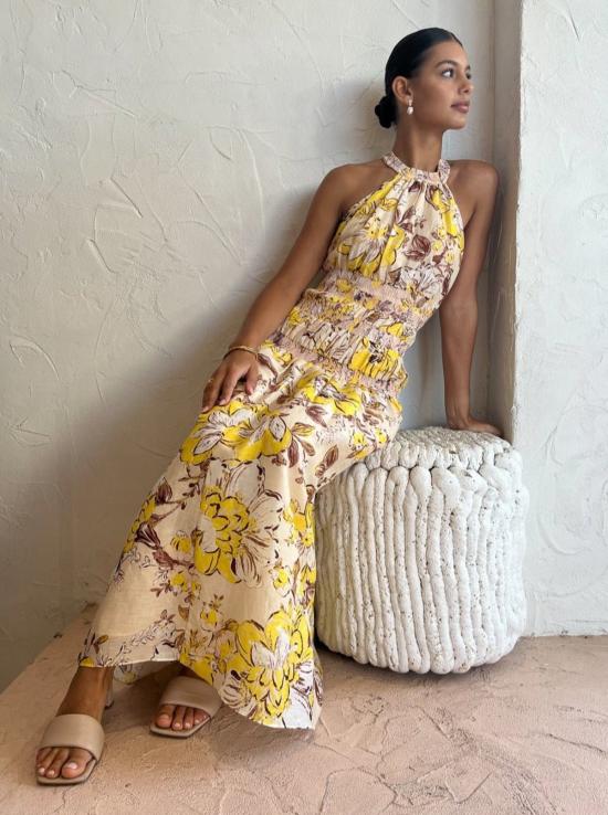  시그니피컨트 아더 롱 원피스 Significant Other Aisha 맥시 드레스 미모사 플로럴 - SIGNIFICANT OTHER