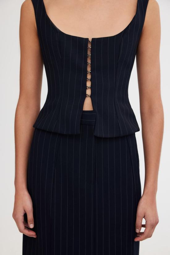  시그니피컨트 아더 롱 스커트 Significant Other Sinead 스커트 미드나잇 핀스트라이프 - SIGNIFICANT OTHER