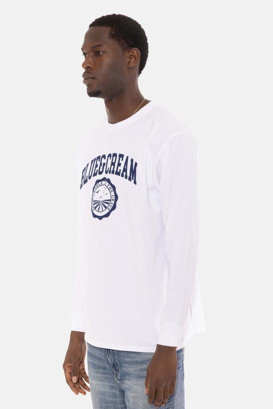  블루&크림 긴팔 티셔츠 BNCMSP23 06 WHITE - BLUE&CREAM