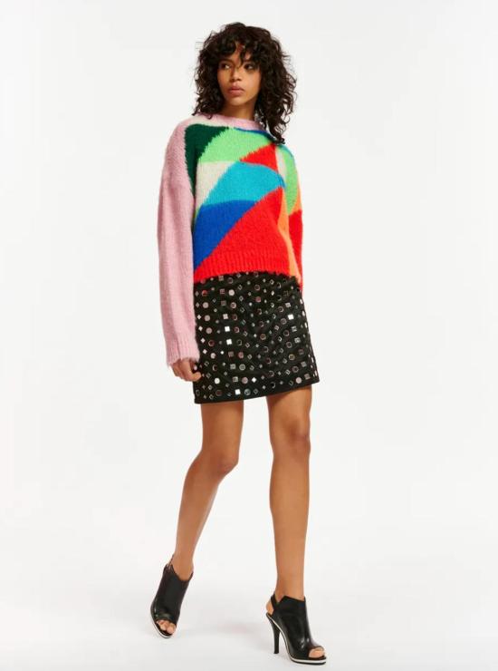  에센셜앤트워프 숏 스커트 Essentiel Antwerp Eshiny Satin Mini 블랙/실버