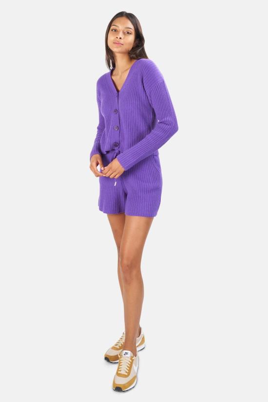  더 타일 클럽 숏팬츠 타일 클럽 페니 리브 캐시미어 반바지 퍼플 - THE TILE CLUB