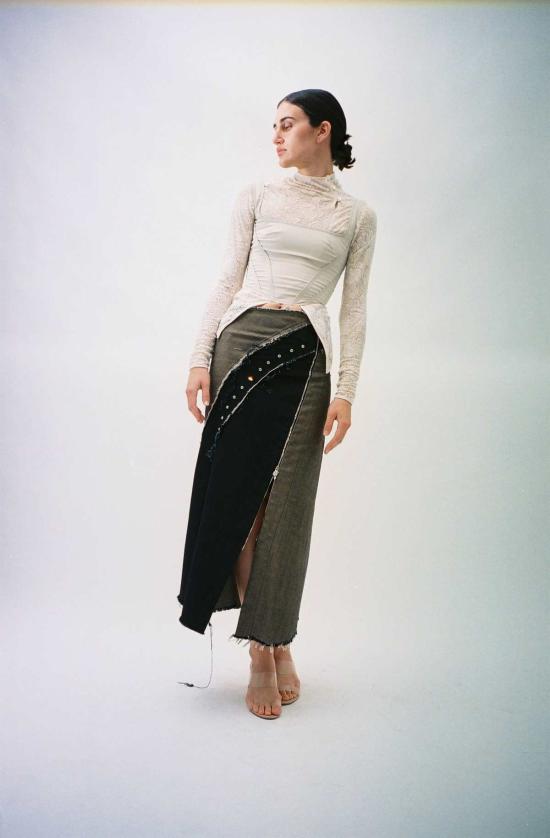  프리스카베라 민소매 티셔츠 세서미 스트레치 레인웨어 코르셋 탑 그레이 - PRISCAVERA