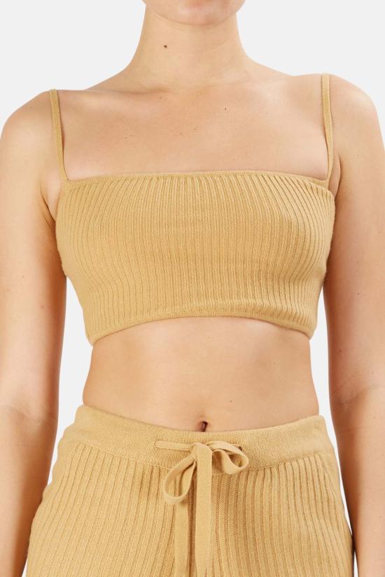  더 타일 클럽 민소매 티셔츠 타일 클럽 더 레인 크롭드 캐시미어 캐미 캐멀 - THE TILE CLUB