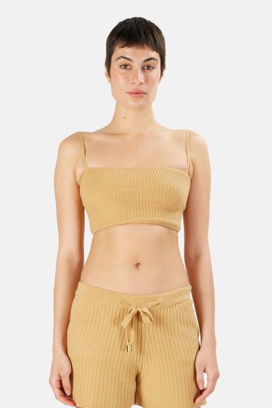  더 타일 클럽 민소매 티셔츠 타일 클럽 더 레인 크롭드 캐시미어 캐미 캐멀