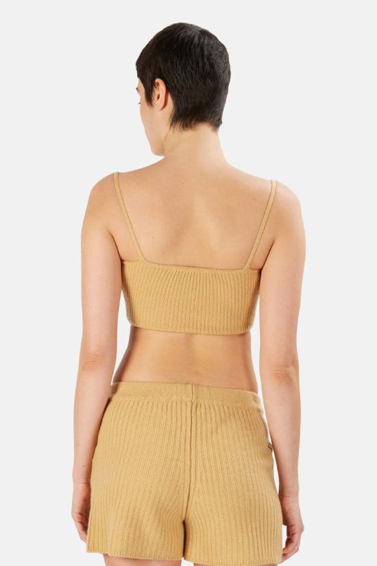  더 타일 클럽 민소매 티셔츠 타일 클럽 더 레인 크롭드 캐시미어 캐미 캐멀 - THE TILE CLUB