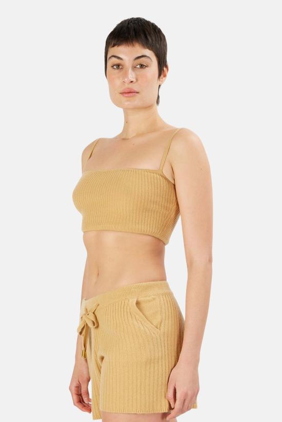  더 타일 클럽 민소매 티셔츠 타일 클럽 더 레인 크롭드 캐시미어 캐미 캐멀 - THE TILE CLUB