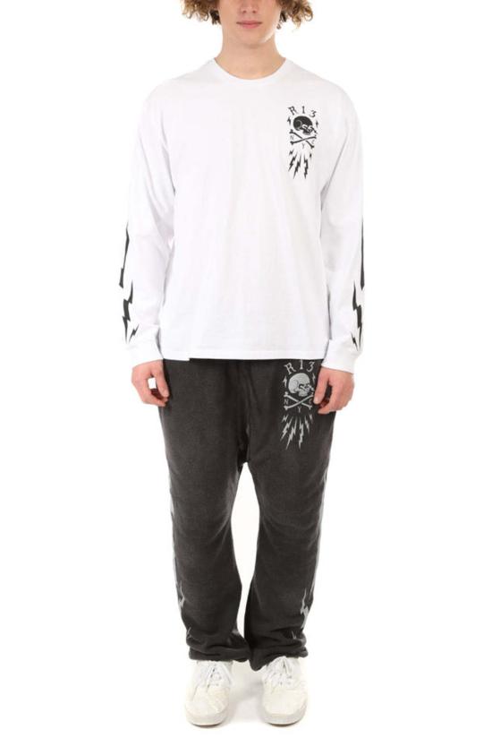  알13 트레이닝/조거 팬츠 R13 스컬 볼트 필드 스웨트 팬츠 애시드 블랙 - R13