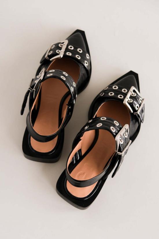  가니 뮬/슬리퍼 Ganni Chunky Buckle 발레리나 슈즈 블랙 - GANNI