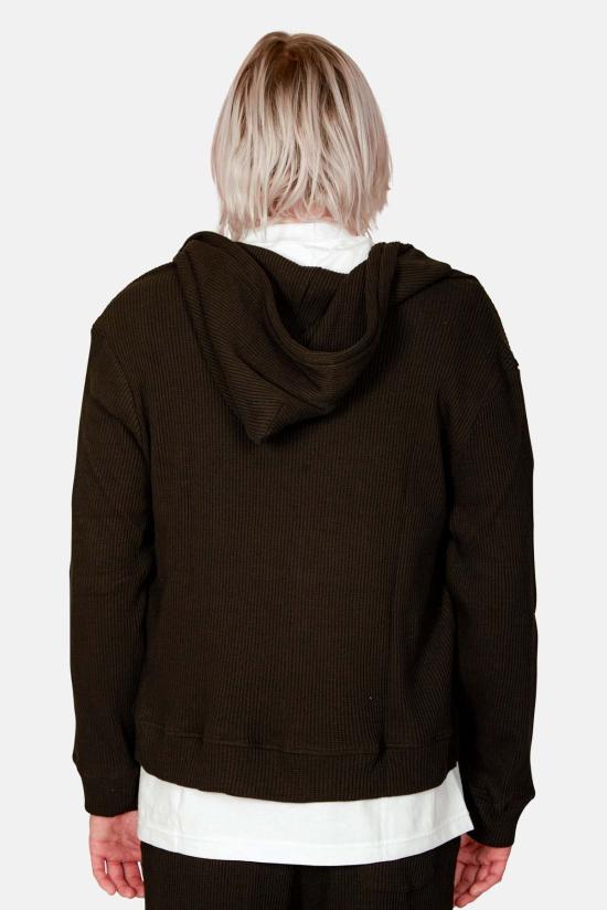  Blue&Cream 자켓 블루&크림 와플 지퍼 후드 티셔츠 블랙 - BLUE&CREAM