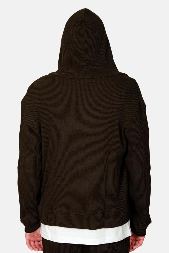  Blue&Cream 자켓 블루&크림 와플 지퍼 후드 티셔츠 블랙 - BLUE&CREAM