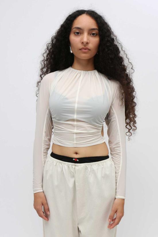  루실 티에브르 블라우스 쉬어 백리스 탑 릴리