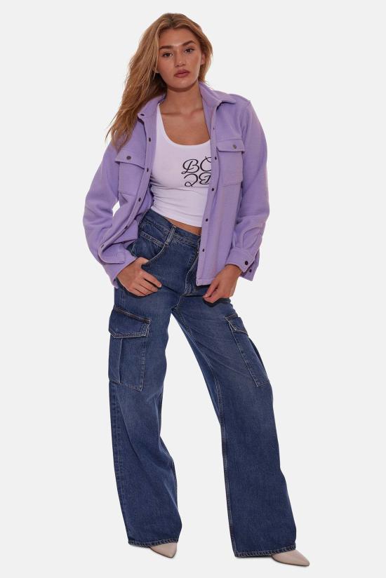  블루&크림 셔츠 블루 앤 크림 폴라 플리스 오버셔츠 라벤더 - BLUE&CREAM