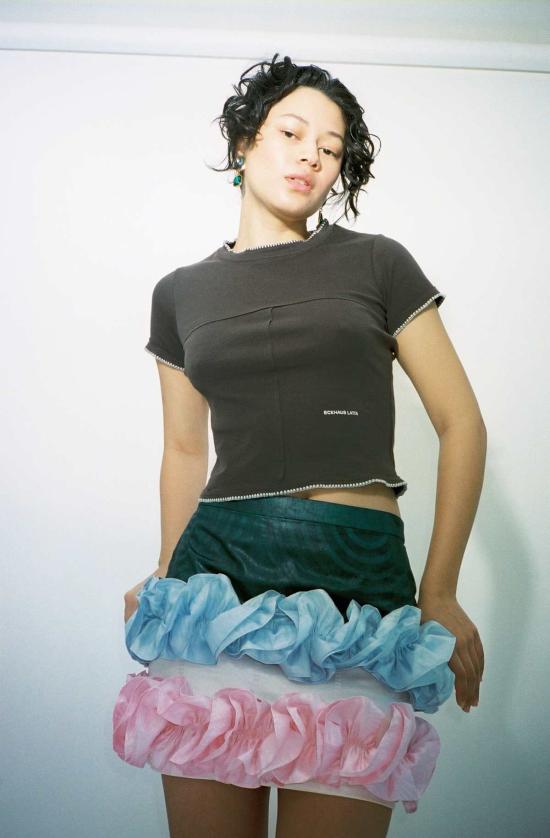  슈퍼 야야 숏 스커트 나일라 미니 스커트 다크 그린/로즈 핑크/베이비 블루 - SUPER YAYA