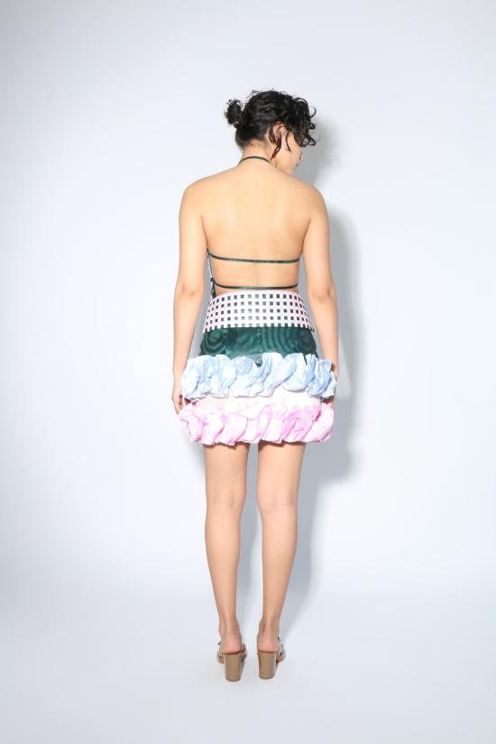  슈퍼 야야 숏 스커트 나일라 미니 스커트 다크 그린/로즈 핑크/베이비 블루 - SUPER YAYA