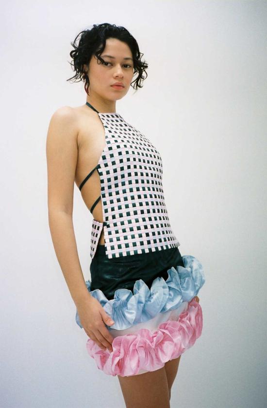  슈퍼 야야 숏 스커트 나일라 미니 스커트 다크 그린/로즈 핑크/베이비 블루 - SUPER YAYA