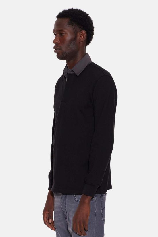  Blue&Cream 폴로 티셔츠 블루&크림 솔리드 럭비 블랙/차콜 칼라 - BLUE&CREAM