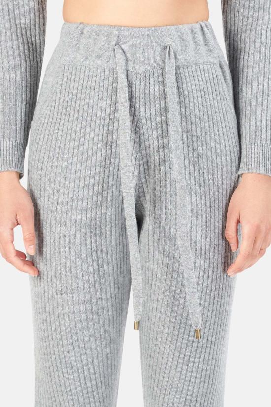  더 타일 클럽 스트레이트 팬츠 타일 클럽 플로렌스 리브드 캐시미어 팬츠 그레이 - THE TILE CLUB