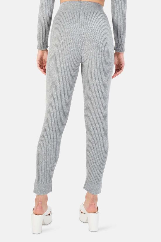  더 타일 클럽 스트레이트 팬츠 타일 클럽 플로렌스 리브드 캐시미어 팬츠 그레이 - THE TILE CLUB