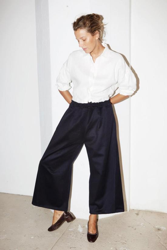  다두라 스트레이트 팬츠 다투라 울 가라테 팬츠 블루 나이트 - DATURA