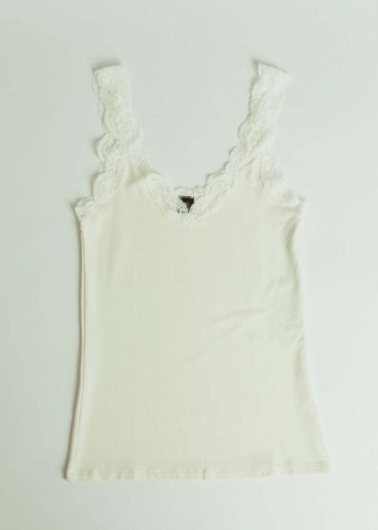  온리 하츠 민소매 티셔츠 Only Hearts 레이스 V넥 탱크 크림