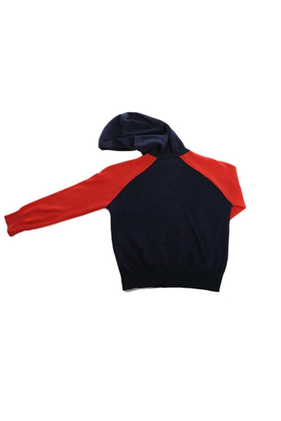  [키즈] 블루&크림 풀오버 키즈  캐시미어 지퍼 후드 네이비/코럴 - BLUE&CREAM