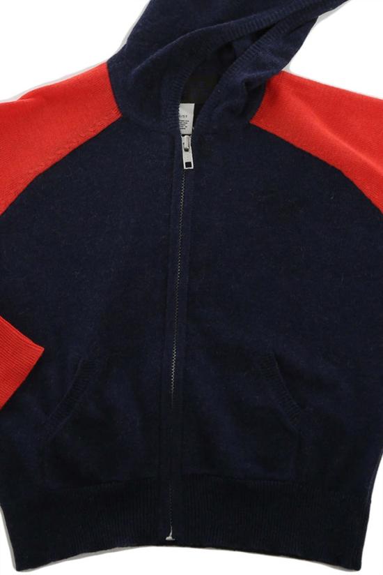  [키즈] 블루&크림 풀오버 키즈  캐시미어 지퍼 후드 네이비/코럴 - BLUE&CREAM