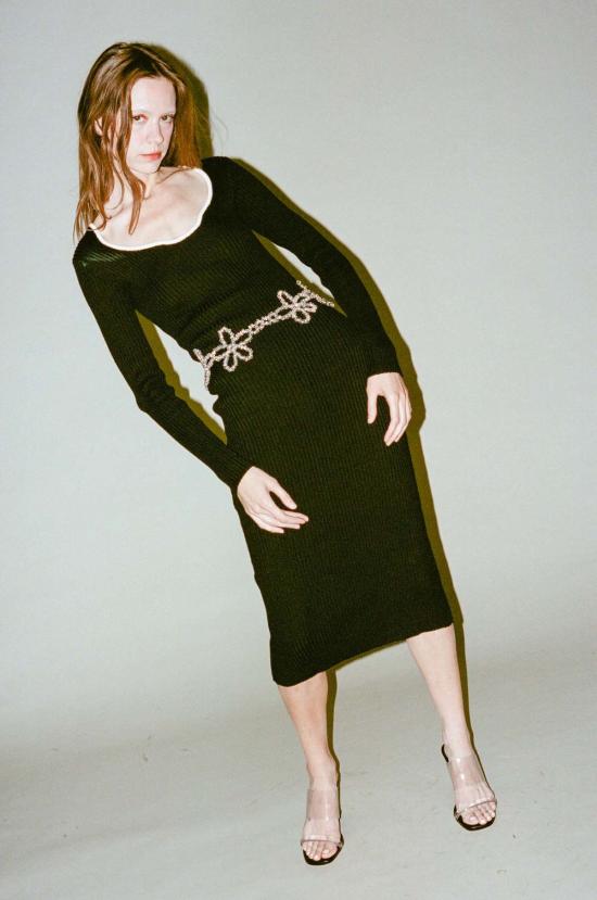  Mozhdeh Matin 롱 원피스 튤립 미디 드레스 블랙 - MOZHDEH MATIN