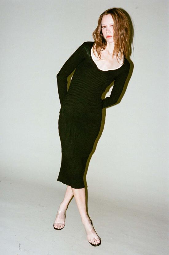  Mozhdeh Matin 롱 원피스 튤립 미디 드레스 블랙 - MOZHDEH MATIN