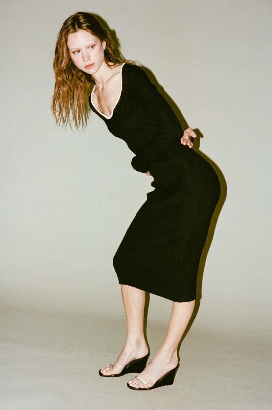  Mozhdeh Matin 롱 원피스 튤립 미디 드레스 블랙 - MOZHDEH MATIN