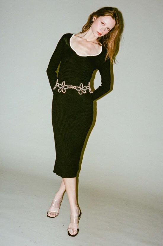  Mozhdeh Matin 롱 원피스 튤립 미디 드레스 블랙 - MOZHDEH MATIN