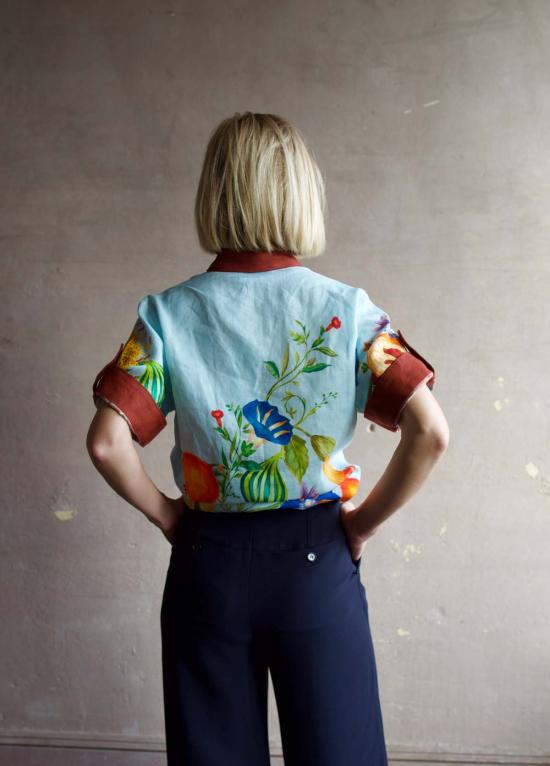  알레메 셔츠 알레마이스 달리아 플로럴 리넨 셔츠 브라운/블루 - ALEMAIS