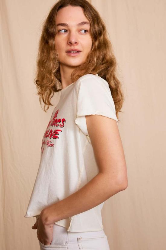  피플 오브 레이저 반팔 티셔츠 People Of Leisure 롤링스톤즈 Love You Live 티셔츠 화이트 - PEOPLE OF LAISURE