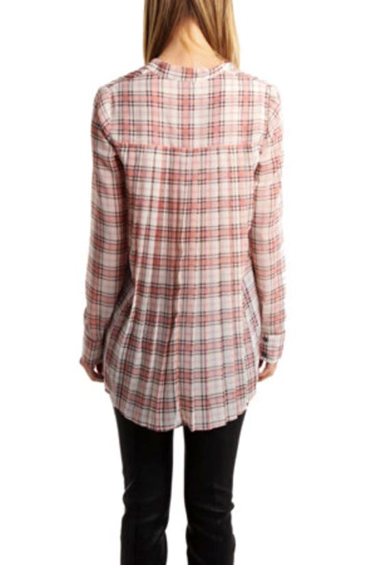  데렉 램 블라우스 Derek Lam 10 크로스비 만다린 칼라  블러쉬 플레드 - DEREK LAM