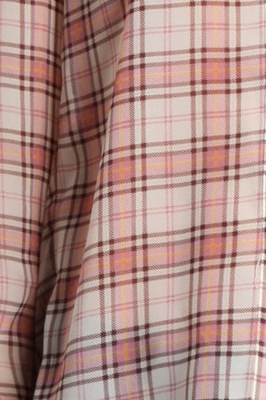  데렉 램 블라우스 Derek Lam 10 크로스비 만다린 칼라  블러쉬 플레드 - DEREK LAM