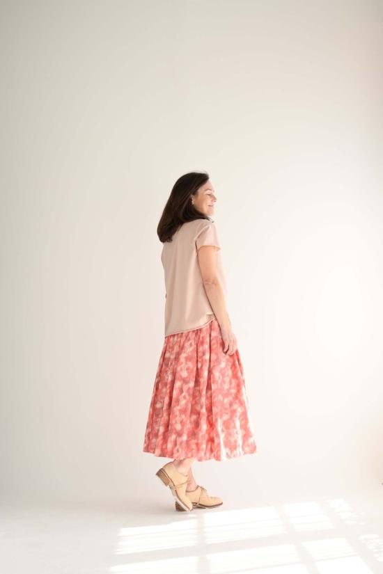  케이시 케이시 미디 스커트 더블 라이드 스커트 이캇 코럴 - CASEY CASEY