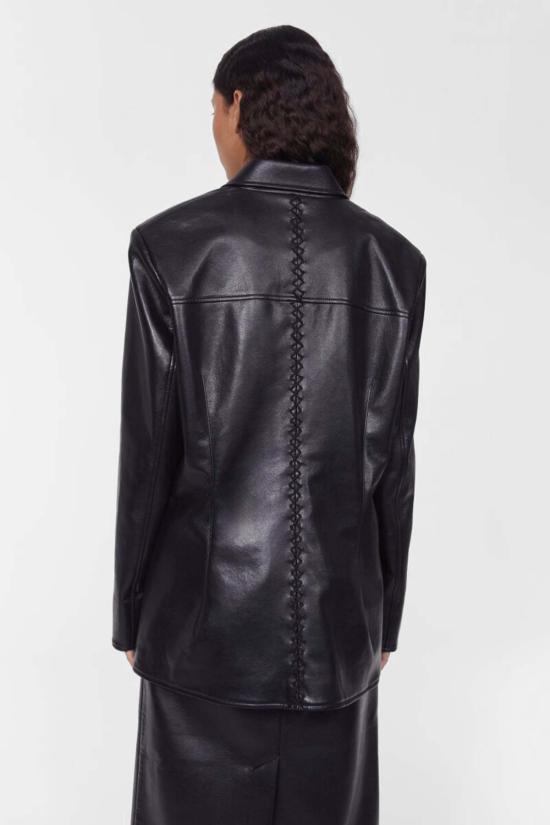  로데브예 수트 자켓 Rodebjer Carena 스티치 가죽 블레이저 블랙 - RODEBJER