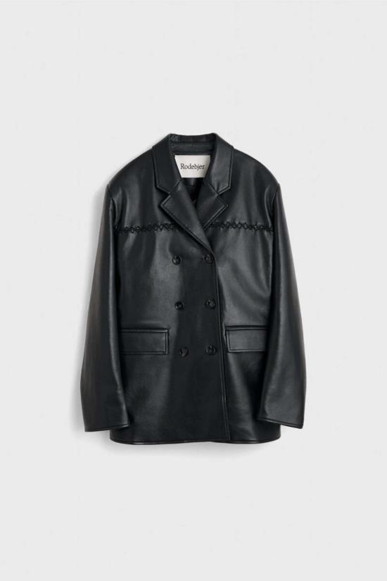  로데브예 수트 자켓 Rodebjer Carena 스티치 가죽 블레이저 블랙 - RODEBJER