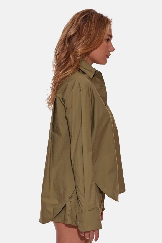  Blue&Cream 반팔 티셔츠 블루&크림 포피 버튼다운 팝린 셔츠 올리브 - BLUE&CREAM