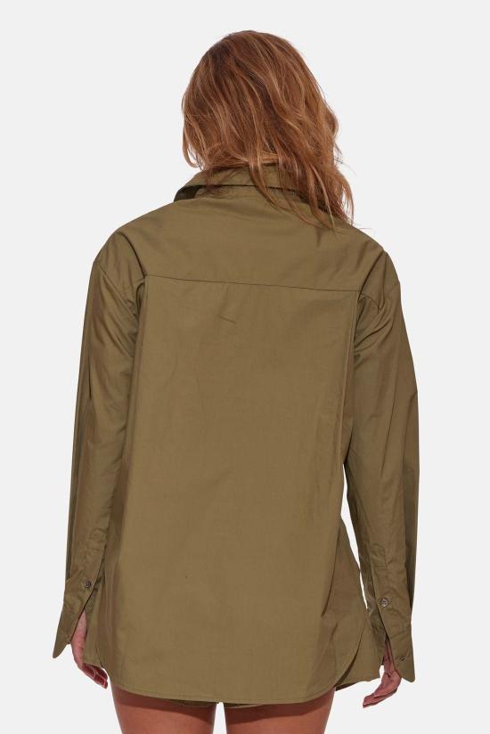  Blue&Cream 반팔 티셔츠 블루&크림 포피 버튼다운 팝린 셔츠 올리브 - BLUE&CREAM