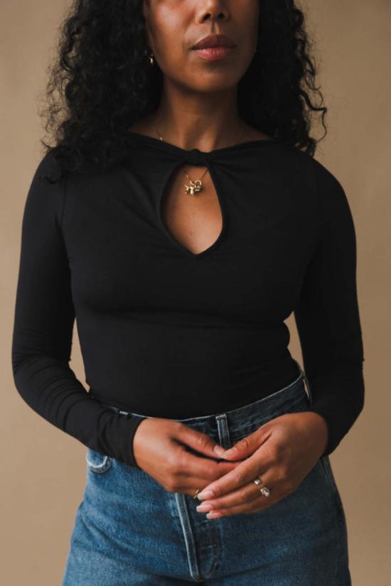  길 긴팔 티셔츠 Geel Sylvie 탑 블랙 - GEEL