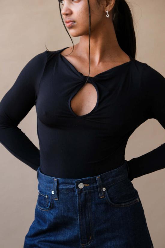  길 긴팔 티셔츠 Geel Sylvie 탑 블랙