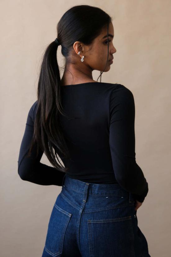  길 긴팔 티셔츠 Geel Sylvie 탑 블랙 - GEEL