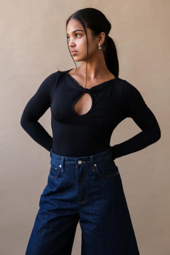  길 긴팔 티셔츠 Geel Sylvie 탑 블랙 - GEEL