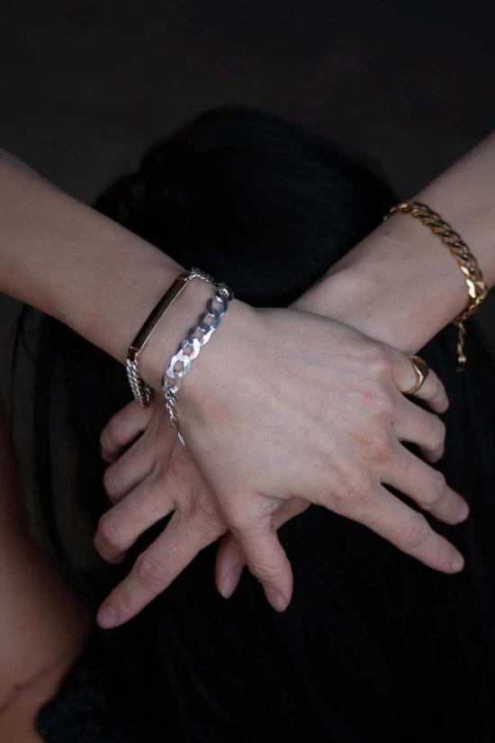  로렌 스튜어트 팔찌 플랫 커브 체인 브레이슬릿 스털링 실버 - LOREN STEWART