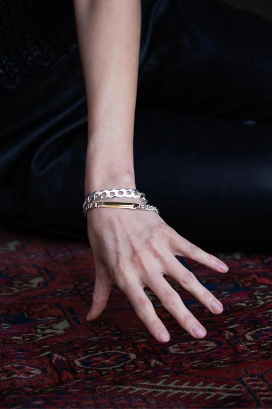  로렌 스튜어트 팔찌 플랫 커브 체인 브레이슬릿 스털링 실버 - LOREN STEWART