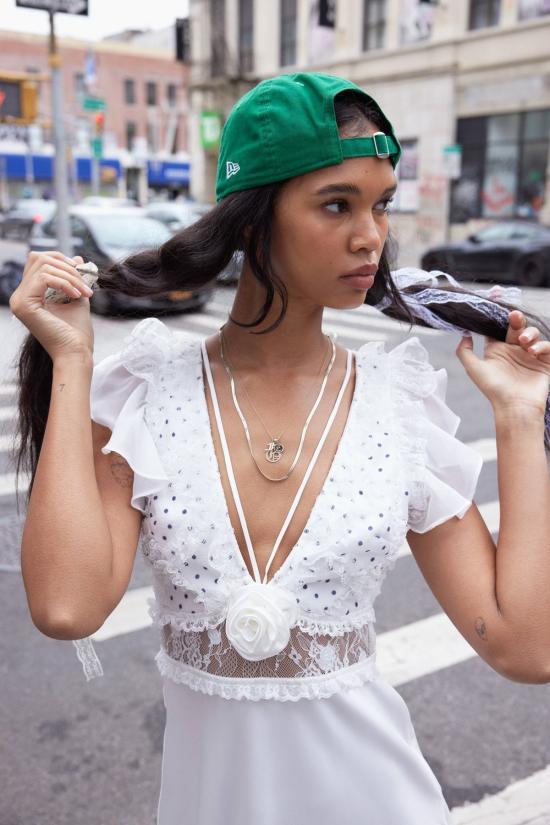  포러브앤레몬스 롱 원피스 For Love & Lemons 카르멘 맥시 드레스 화이트 - FOR LOVE & LEMONS