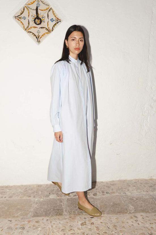  다두라 롱 원피스 다투라 필 에이 필 코튼 바벨 드레스 파우더 블루 - DATURA