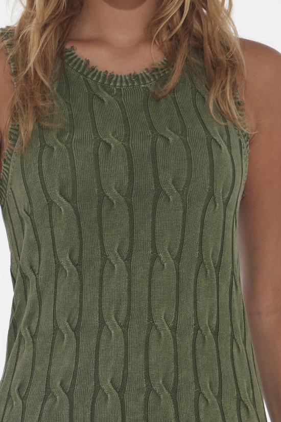  블루&크림 민소매 티셔츠 스톤워시 디스트레스 케이블 탱크 가든 그로브 - BLUE&CREAM