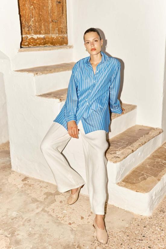  다두라 셔츠 다투라 폴 셔츠 이집트 블루 스트라이프 - DATURA